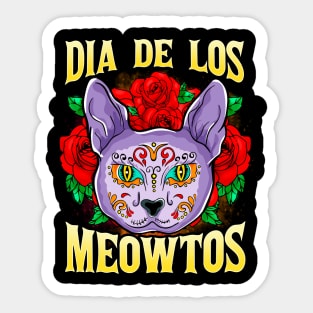 Dia de los Meowtos Funny Halloween Cat Trick or Treat Sticker